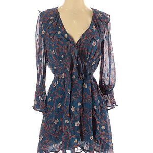 ✨ Free People Ruffle Me Up Mini Dress – Blue Floral, Size XS ✨